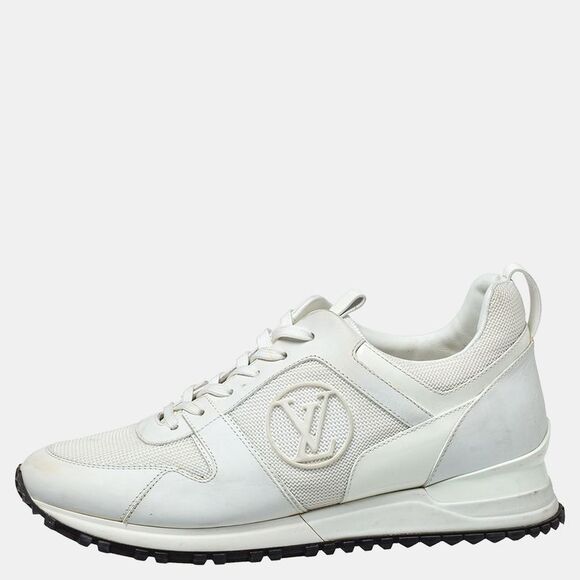 Louis Vuitton White Mesh And Leather Run Away Low Top Sneakers Size 38.5 - Picture 1 of 4